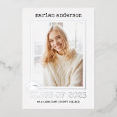 Klasse van 2023 afstuderen foto-folie zilver folie folie uitnodiging (Voorkant)