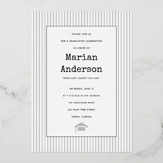 Klasse van 2023 afstuderen foto-folie zilver folie folie uitnodiging (Achterkant)