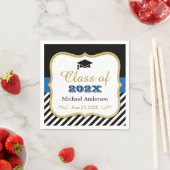 Klasse van 2023 Afstuderen Gold Black White Stripe Servetten (Insitu)
