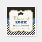 Klasse van 2023 Afstuderen Gold Black White Stripe Servetten (Voorkant)