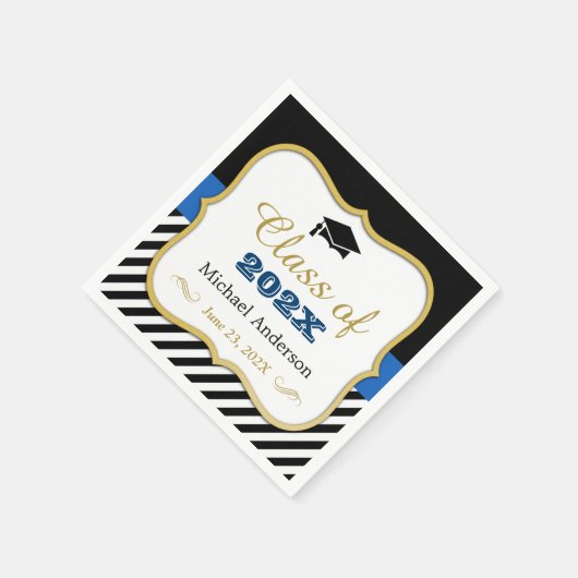 Klasse van 2023 Afstuderen Gold Black White Stripe Servetten (Hoek)