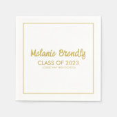 Klasse van 2023 Afstuderen Gold Brush Script Servet (Voorkant)