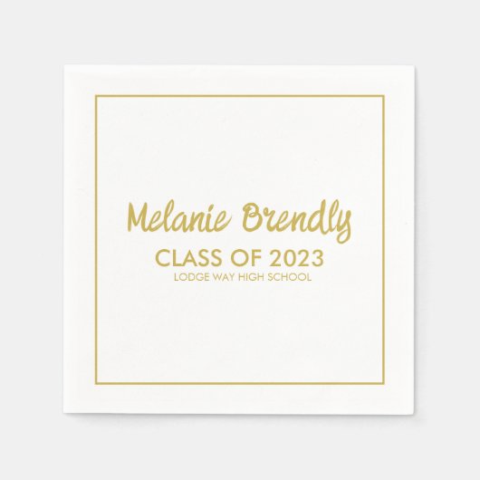 Klasse van 2023 Afstuderen Gold Brush Script Servet (Voorkant)