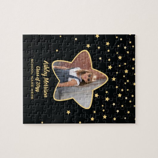 Klasse van 2023 Afstuderen met zwarte & goudsterre Legpuzzel (Horizontaal)