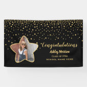 Klasse van 2023 Afstuderen met zwarte & goudsterre Spandoek (Horizontaal)