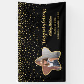 Klasse van 2023 Afstuderen met zwarte & goudsterre Spandoek (Verticaal)