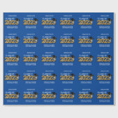 Klasse van 2023 Afstuderen Modern Blue School Name Cadeaupapier (Vlak)
