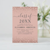 Klasse van 2023 Afstuderen Roze Rose Gold Glitter Kaart (Staand voorkant)