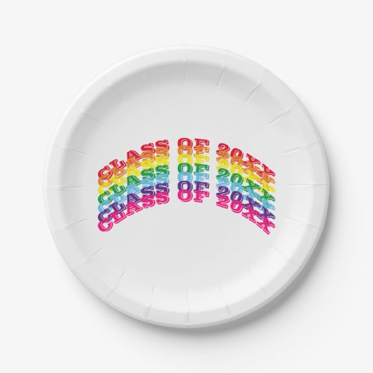 Klasse van 2023 afstuderen voor regenboogmoderne t papieren bordje (Voorkant)