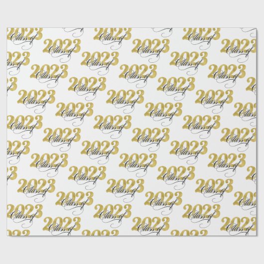 Klasse van 2023 Afstuderen voor zwarte en gouden T Cadeaupapier (Vlak)