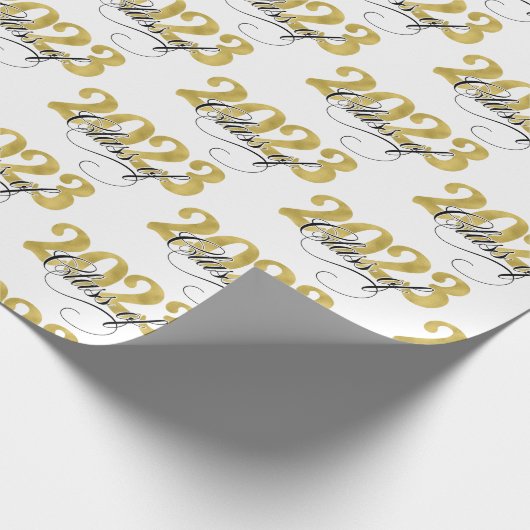 Klasse van 2023 Afstuderen voor zwarte en gouden T Cadeaupapier (Hoek)