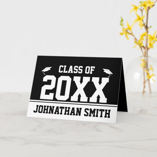 Klasse van 2023 Afstuderen voor zwarte en witte Af Kaart (Gele Bloem)