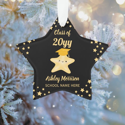 Klasse van 2023 Black en Gold Super Star-Afstudere Ornament