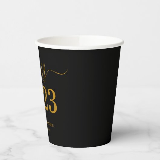 Klasse van 2023 Black Gold Afstuderen Papieren Bekers (Links)