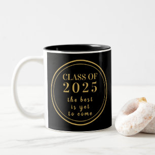 Klasse van 2023 Black Gold Monogram Afstuderen Tweekleurige Koffiemok