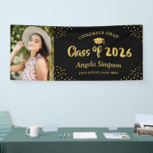 Klasse van 2023 Black Gold Photo Graduation Party Spandoek (Beurs)