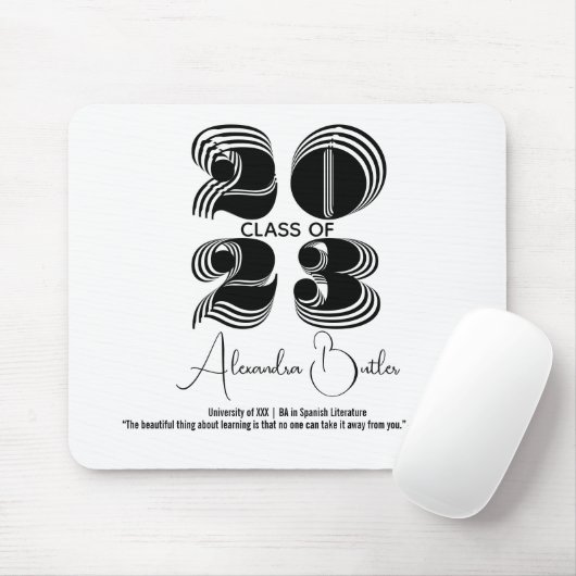 Klasse van 2023 Black Modern Typogaphy BA Afstuder Muismat (Met muis)