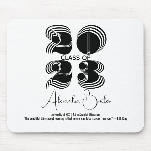 Klasse van 2023 Black Modern Typogaphy BA Afstuder Muismat (Voorkant)