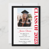 Klasse van 2023 Black Photo Afstuderen Kaart (Voorkant)