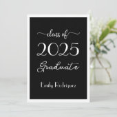 Klasse van 2023 Black White Elegant Graduation Par Kaart (Staand voorkant)