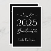 Klasse van 2023 Black White Elegant Graduation Par Kaart (Voorkant / Achterkant)