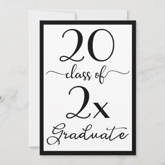 Klasse van 2023 Black White Script Graduation Part Kaart (Voorkant)