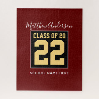 Klasse van 2023 Burgundy Black en Gold Afstuderen Legpuzzel