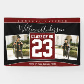 Klasse van 2023 Burgundy Red Afstuderen Foto Spandoek (Horizontaal)