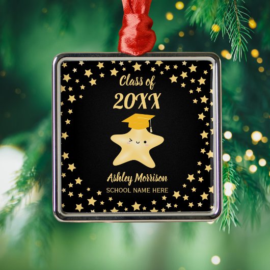 Klasse van 2023 Cute Black en Gold Star-Afstuderen Metalen Ornament