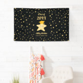 Klasse van 2023 Cute Black en Gold Star-Afstuderen Spandoek (Insitu)