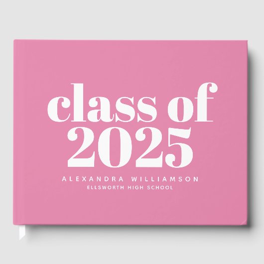 Klasse van 2023 Cute Modern Pink Personalized Gastenboek (Voorkant)
