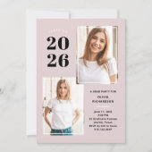 Klasse van 2023 | Drie foto Blush Pink Afstudeerde Kaart (Voorkant)