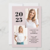 Klasse van 2023 | Drie foto Blush Pink Afstudeerde Kaart (Voorkant)