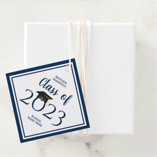 Klasse van 2023 Eenvoudig legant blauw Afstuderen  Bedankjes Labels (In situ)