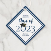 Klasse van 2023 Eenvoudig legant blauw Afstuderen  Bedankjes Labels (Achterkant)