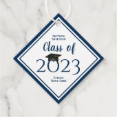 Klasse van 2023 Eenvoudig legant blauw Afstuderen  Bedankjes Labels (Voorkant)