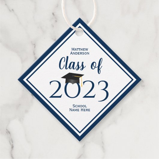 Klasse van 2023 Eenvoudig legant blauw Afstuderen  Bedankjes Labels (Voorkant)