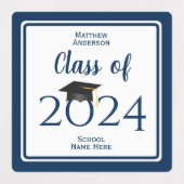 Klasse van 2023 Eenvoudig legant blauw Afstuderen  Labels (Design 1)