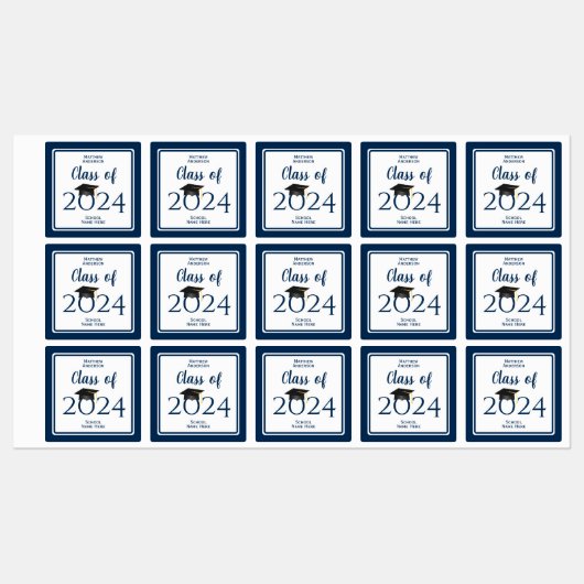 Klasse van 2023 Eenvoudig legant blauw Afstuderen  Labels (Vel)