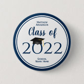 Klasse van 2023 Eenvoudig legant blauw Afstuderen  Ronde Button 5,7 Cm (Voorkant)