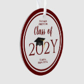 Klasse van 2023 Eenvoudig legant Bourgogne Afstude Ornament (voorkant)