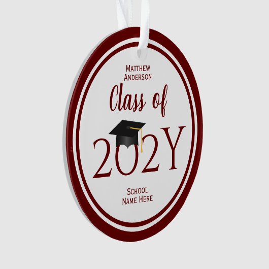 Klasse van 2023 Eenvoudig legant Bourgogne Afstude Ornament (voorkant)