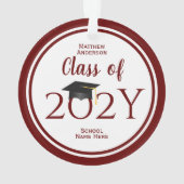 Klasse van 2023 Eenvoudig legant Bourgogne Afstude Ornament (achterkant)