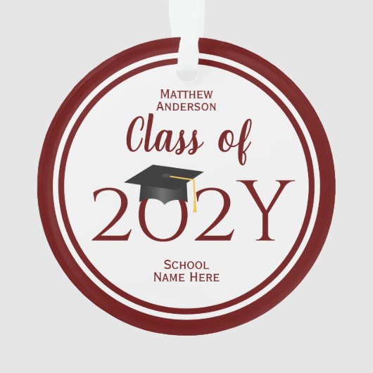 Klasse van 2023 Eenvoudig legant Bourgogne Afstude Ornament (achterkant)