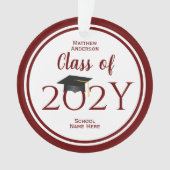 Klasse van 2023 Eenvoudig legant Bourgogne Afstude Ornament (voorkant)