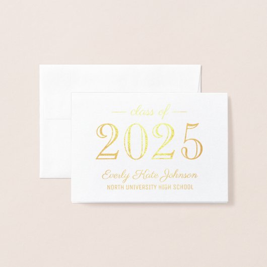 Klasse van 2023 Elegant Afstuderen Hartelijk dank Folie Kaarten (Voorkant met envelop)