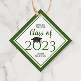 Klasse van 2023 Elegant Forest Green Afstuderen Bedankjes Labels