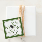 Klasse van 2023 Elegant Forest Green Afstuderen Bedankjes Labels (In situ)