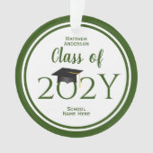 Klasse van 2023 Elegant Forest Green Afstuderen Ornament (voorkant)