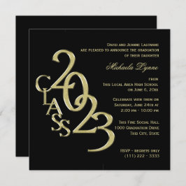 Klasse van 2023 Elegant Gold en Black Kaart